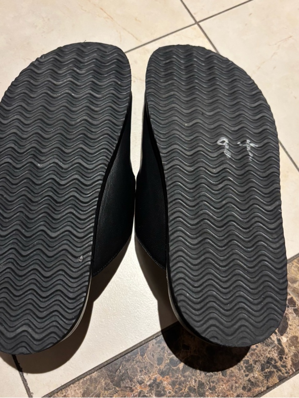 Steve Madden Black Slide Sandals with Gold Buckles - Picture 3 of 6